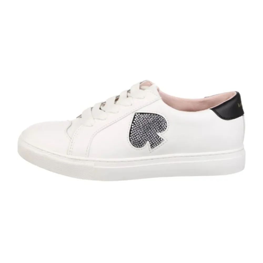 Kate Spade White Leather Crystal Embellished Sneakers 9.5 NIB